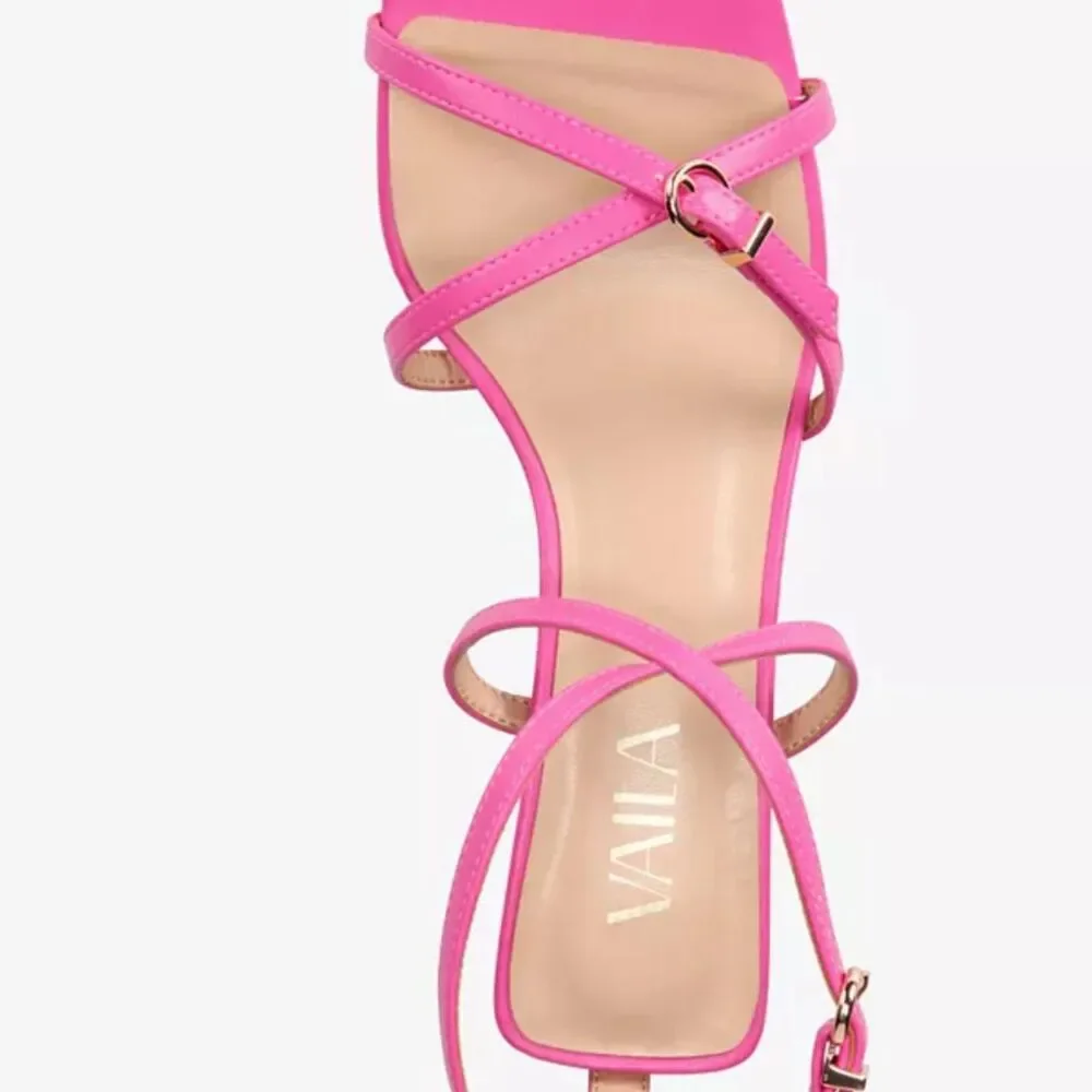 VAILA Women's Isabella Strappy Kitten-Heel Dress Sandals Brown 11US  PINK 10,13